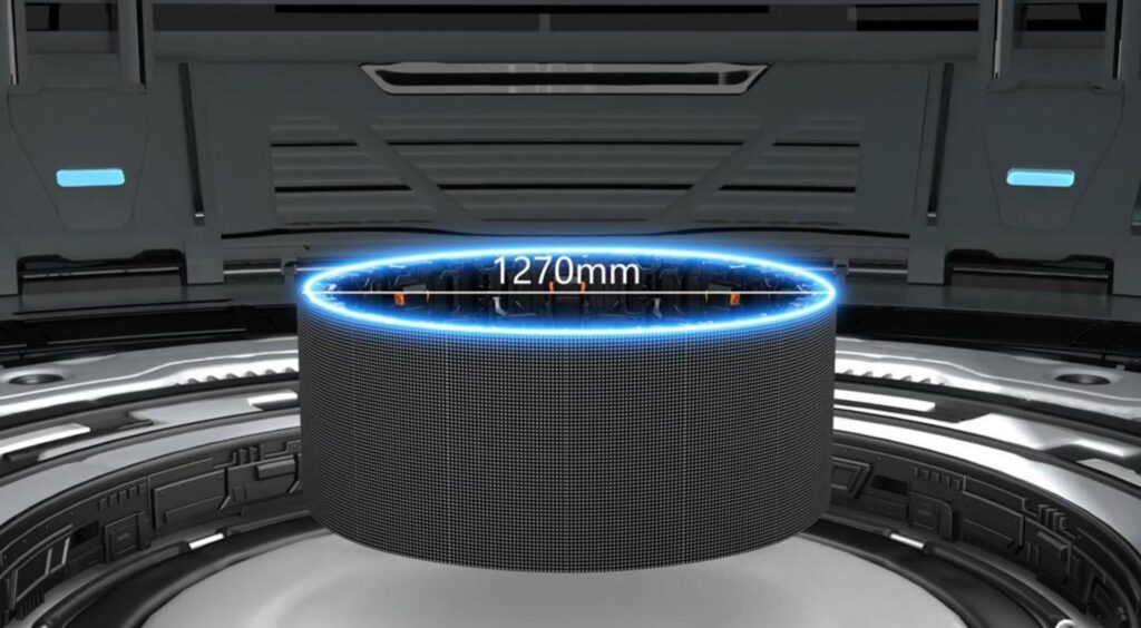 Flexible LED cabinet for stage and event display design, combining flat LED video walls and curved LED screens in one versatile solution.