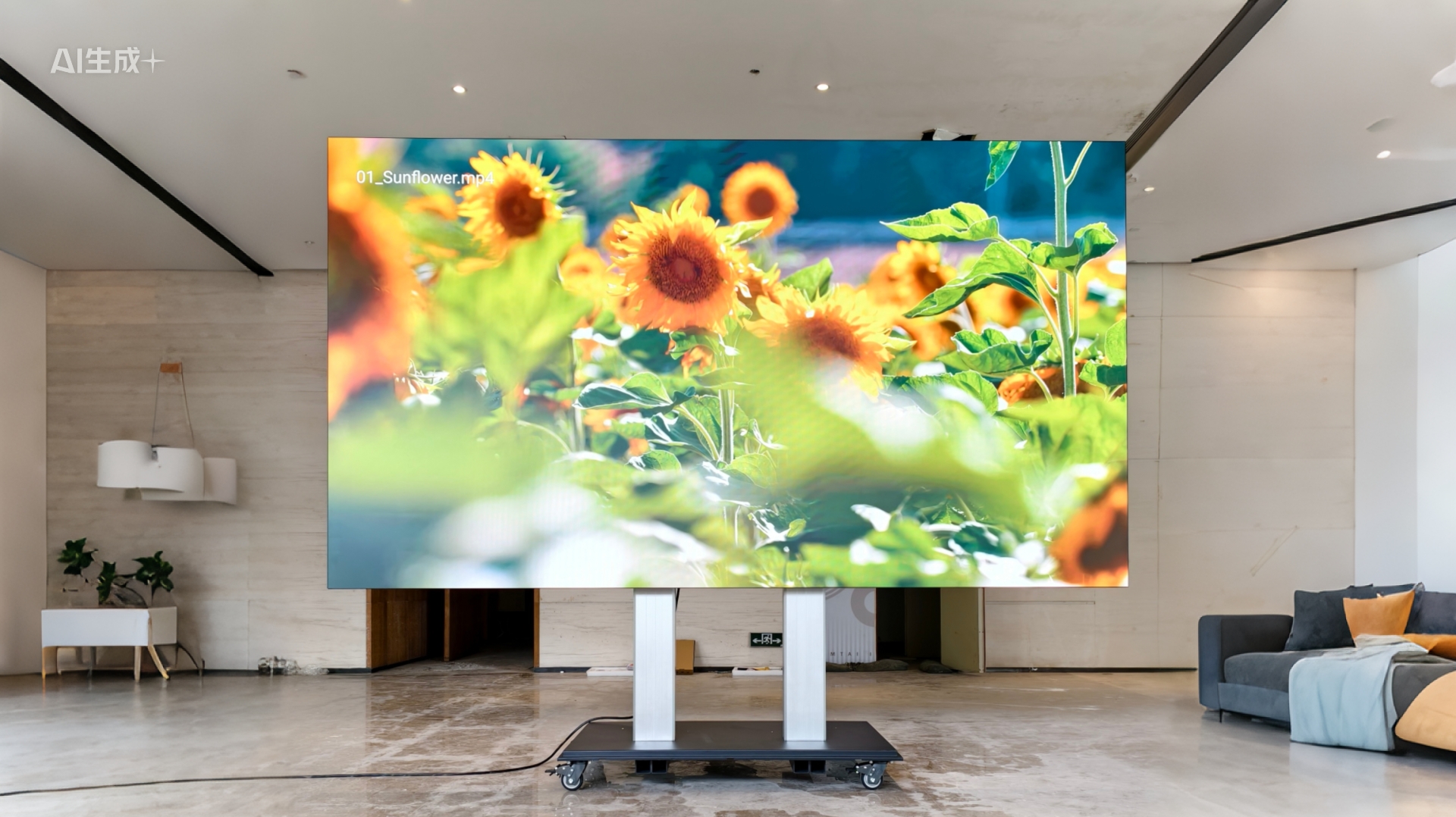 163-inch liftable and foldable Micro LED video wall displayed at Ocolour showroom in Shenzhen, ideal for home theater and high-end commercial spaces, supporting 108–217 inch pre-installed models and modular expansion.
